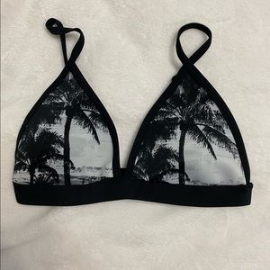 Black Printed Bikini Top